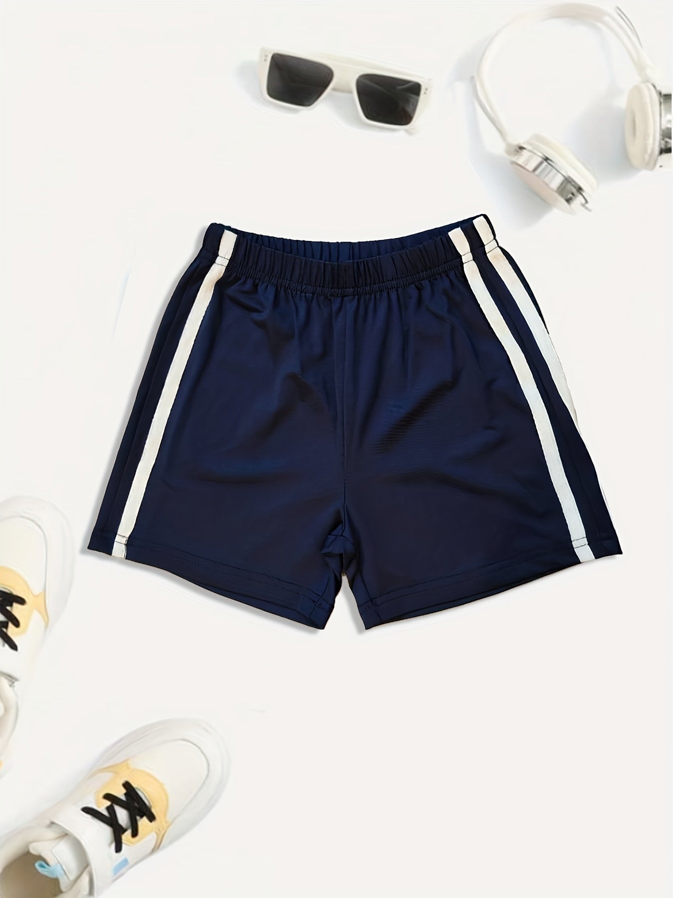 Striped Print Boys Comfortable Creative Shorts Casual Quick drying Shorts