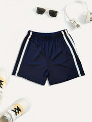 Striped Print Boys Comfortable Creative Shorts Casual Quick drying Shorts