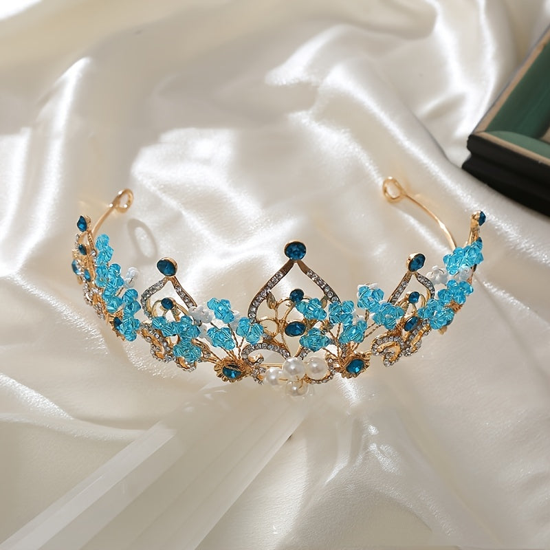 Crystal Crown Hair Accessories Princess Faux Pearl Rhinestone Head Jewelry