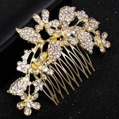 Crystal Flower Leaf Hairpin Hair Comb Clip For Women Bride Rhinestone Party