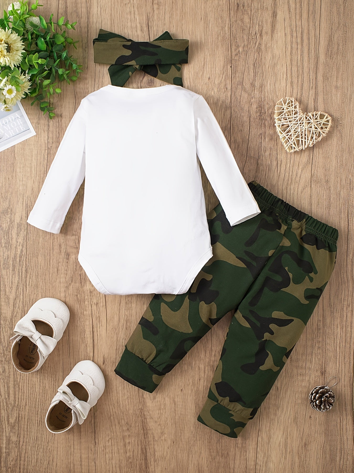 Baby Girls Romper Top & Camouflage Trousers DADDY'SGIRL Print