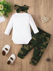 Baby Girls Romper Top & Camouflage Trousers DADDY'SGIRL Print