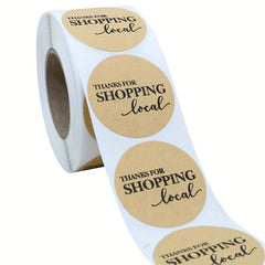 38mm Thank You Shopping Local Label Roll 500 Labels Shrink Wrapped Packaging