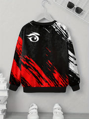 Teens Contrast Eye 3D Print Sweatshirt Kids Casual Pullover