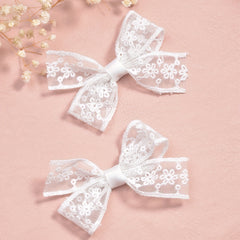 2pcs Girls Lace Bow Hair Clips Hair Accessories