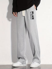 Letter Graphic Print Men's Loose Sweatpants for Spring Fall Outdoor