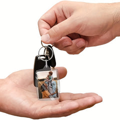 5pcs Acrylic Photo Frame Key Chain Clear Picture Holder DIY Keyring Pendant