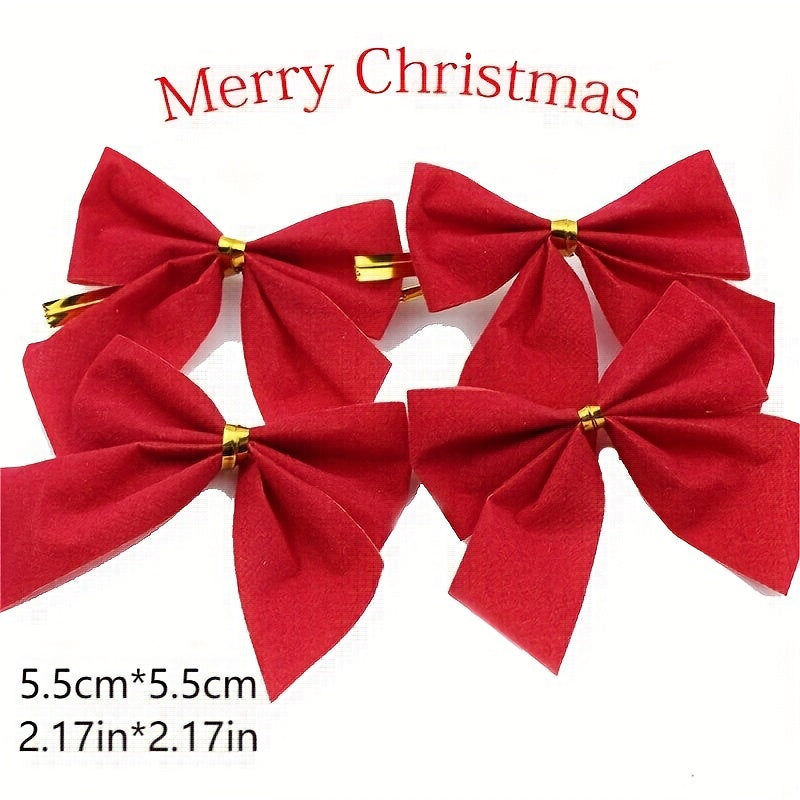 Red Bow Christmas Tree Decorative Pendant DIY Festive Scene Decoration