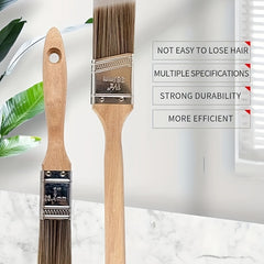 5 Piece Pro Paint Brush Set Angled Brushes Wooden Handle Stainless Ferrule