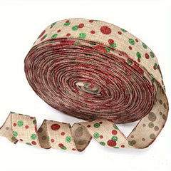 Christmas Burlap Ribbon Snowflake Elk Santa Claus Decoration Ribbon