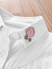 Girls Embroidered Collar Shirt Spring Autumn
