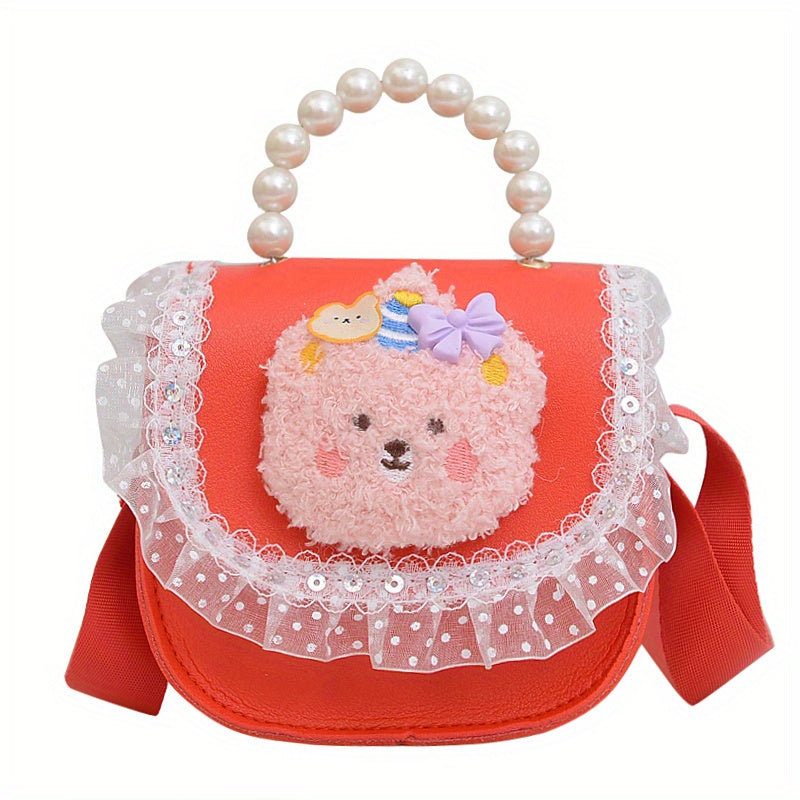 Kids Cartoon Messenger Bag Girls Faux Pearl Shoulder Handbag