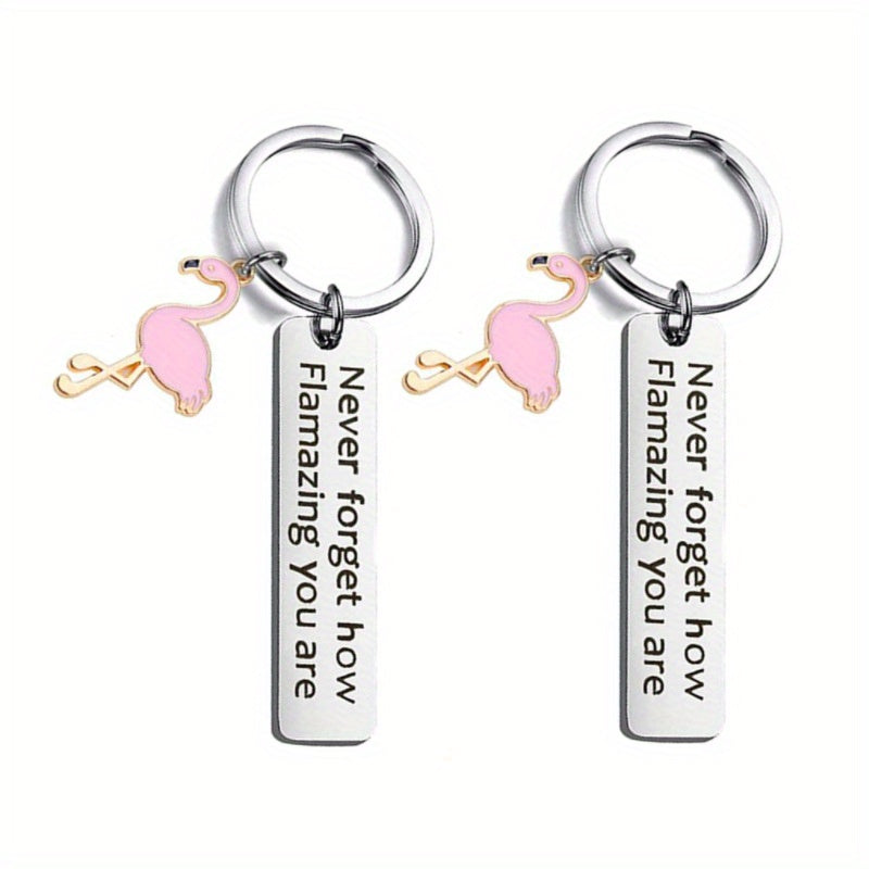 Flamingo Shape Stainless Steel Keychain Pendant