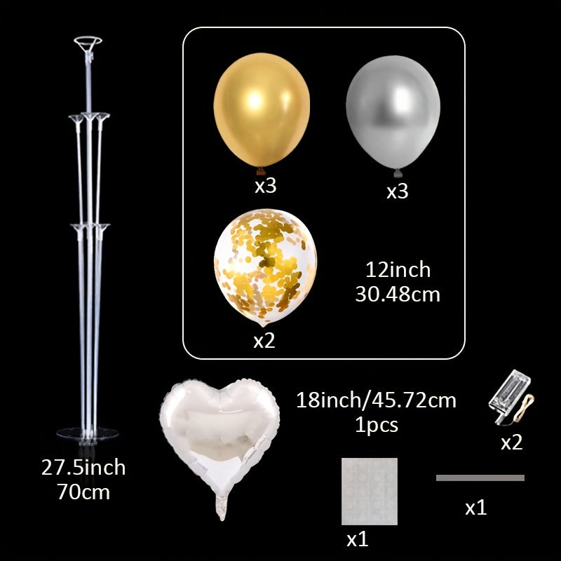 Table Flutter Balloon Holder Set with LED String Lights - Holds 7 Balloons