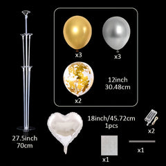Table Flutter Balloon Holder Set with LED String Lights - Holds 7 Balloons