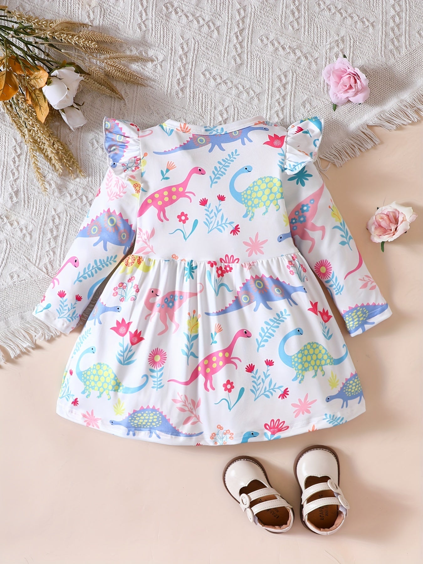 Baby Girl's Cartoon Graphic Long Sleeve Dress