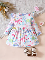 Baby Girl's Cartoon Graphic Long Sleeve Dress