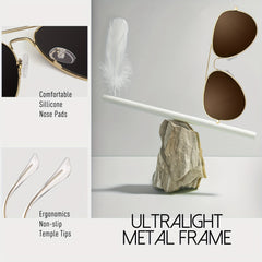 EYEOJO Pilot Sunglasses Metal Frame UV400 Polarized