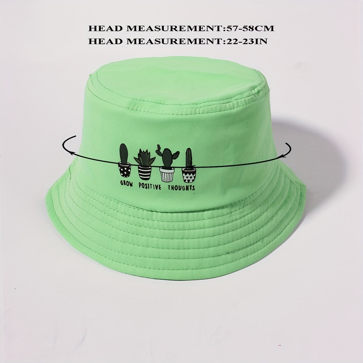 Cactus Print Bucket Hat Green Fisherman Cap Casual Basin Hat