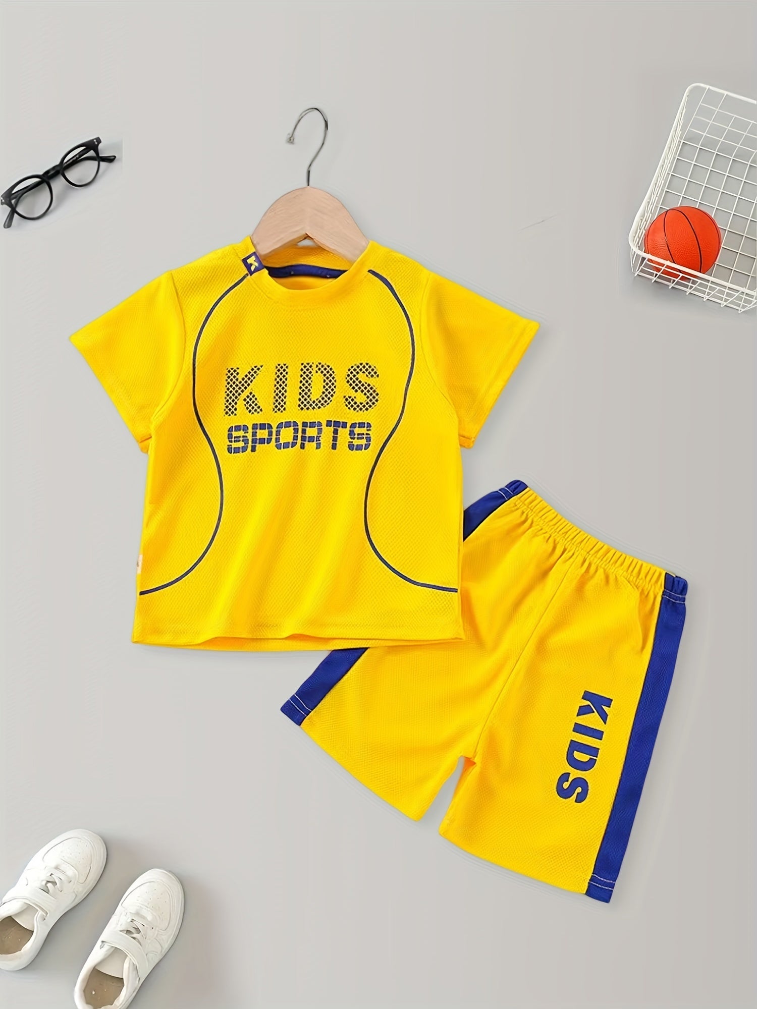 2pcs Boy's Letter Print T Shirt And Shorts Set Summer Casual Quick Drying Outfit