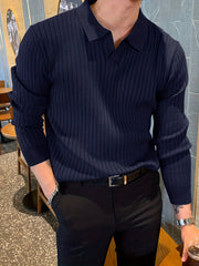 Men's Knit Polo Shirt V Neck Pullover Sweater