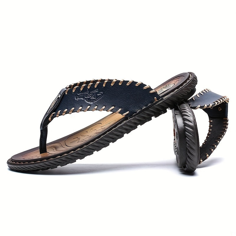 Men's PU Leather Thong Sandals Casual Flip flops