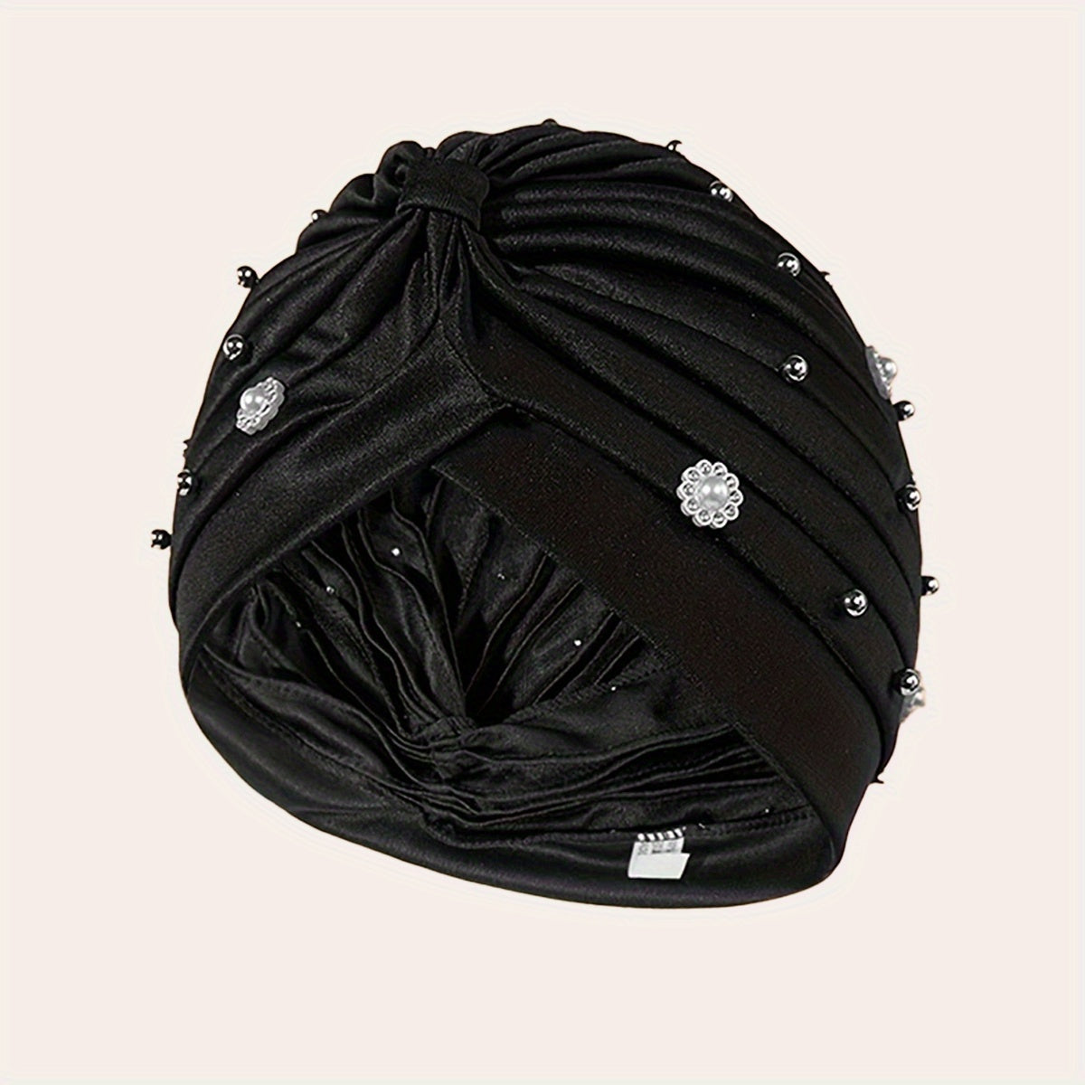 Faux Pearl Beads Hair Wraps Turban Head Scarf Beanie Cap