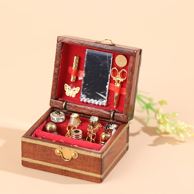 Mini Chinese Retro Cosmetic Box for 1/12 Doll House