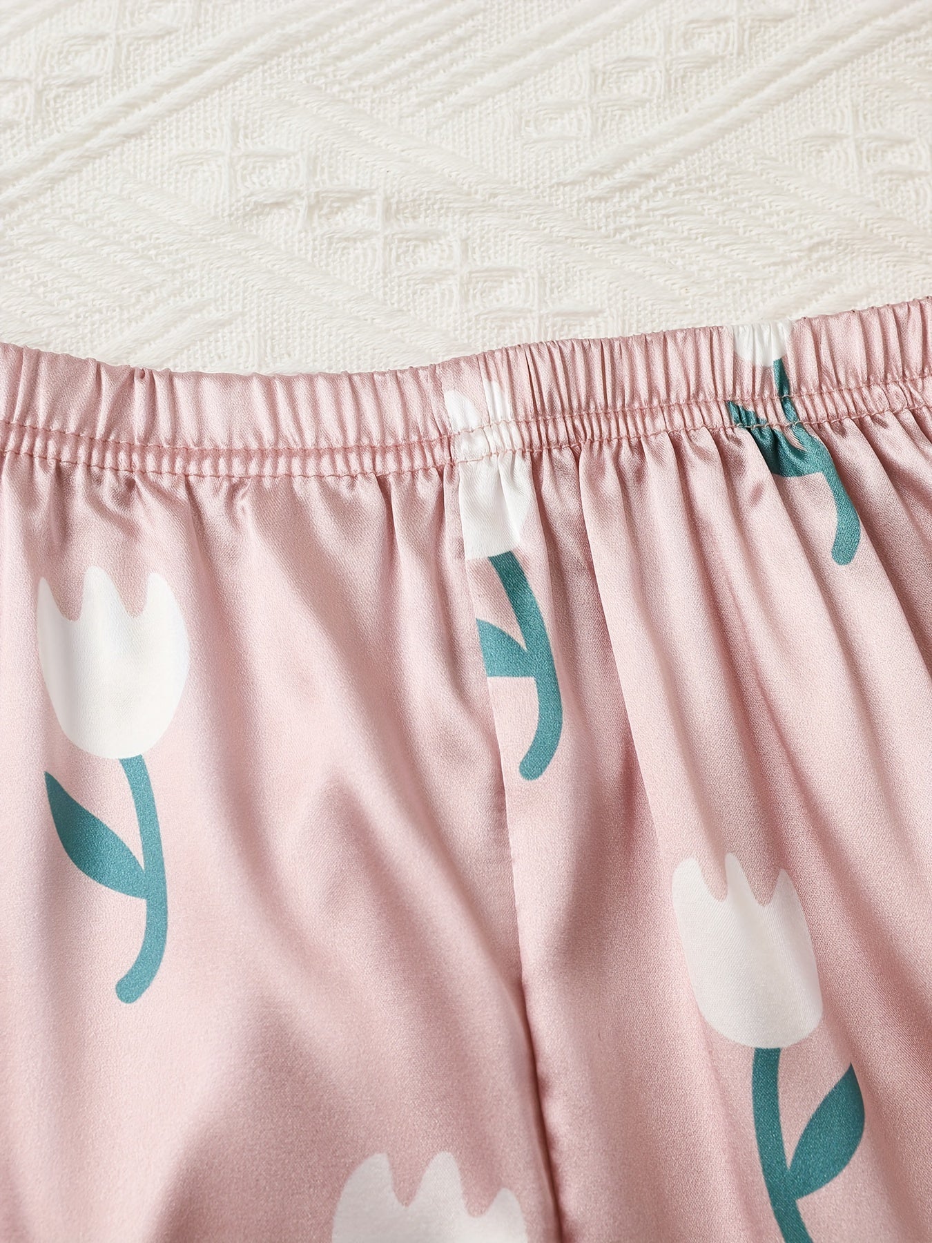 Floral Print Pajama Set Short Sleeve Top & Pants Women's Sleepwear
