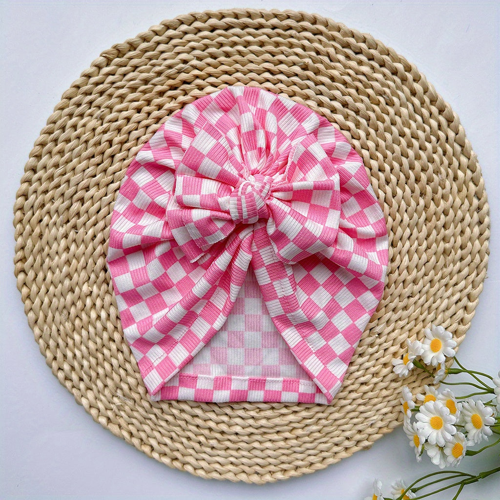 Soft Elastic Checkerboard Hat for Newborns