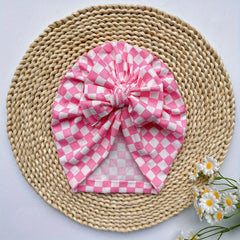 Soft Elastic Checkerboard Hat for Newborns