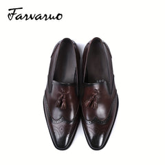 Men's Pointed Toe Brogue Tassel Dress Shoes Slip On Casual Smart Shoes