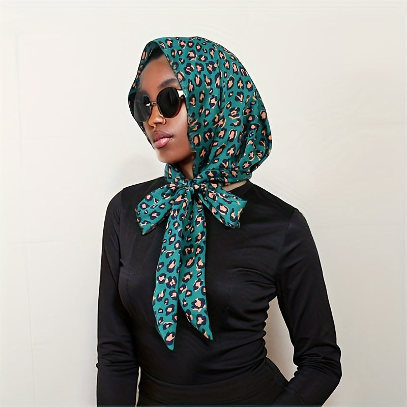 Leopard Print Lace Up Head Scarf Head Wrap Turban Bandana for Women