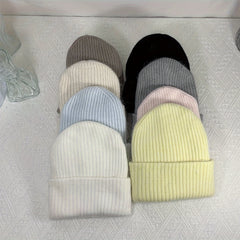 Rabbit Fur Blend Knitted Beanie Hat Warm Ear Protection