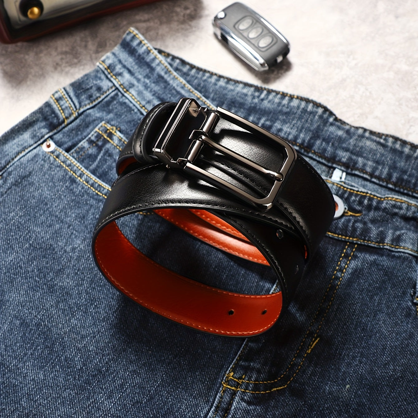 Men's Leather Belt Pin Buckle Casual Jeans Pants Waist Strap