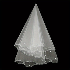 Beaded Mesh Bridal Veil 1 Tier Wedding Headwear
