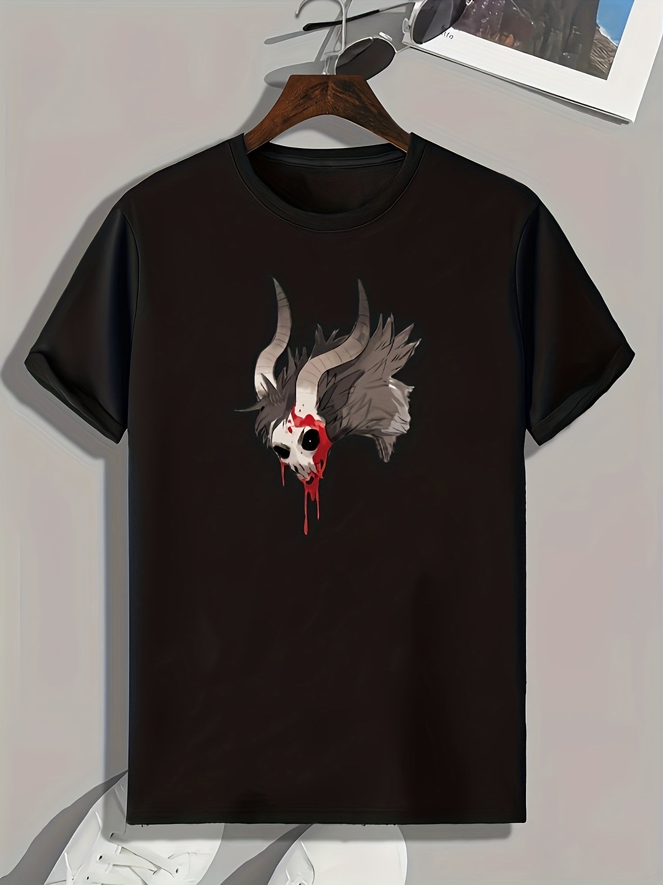 Goat Skeleton Print Men's Graphic Tee for Summer