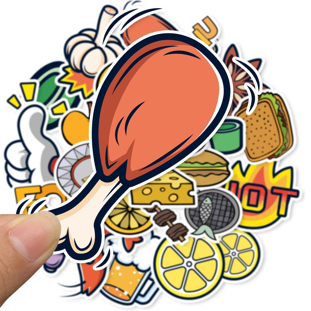 25pcs Food Cartoon Stickers for Phone Case Decoration