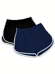 2 Pack Plus Size Pajama Shorts Set Women's Elastic Waist Dolphin Shorts