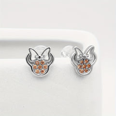 Silvery Plated Bow Round Earrings Silvery Needle Anti Allergic Women's Jewelry