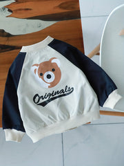 Boys Letter Print Button Down Baseball Jacket