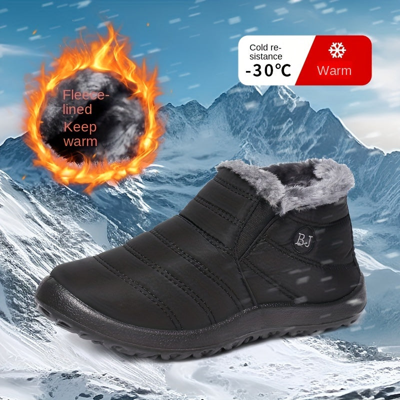 Faux Fur Lined Snow Boots Waterproof Anti slip Ankle Boots Women