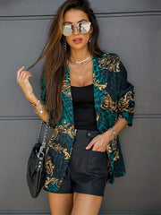 Casual Open Front Long Sleeve Blazer Women's Clothing