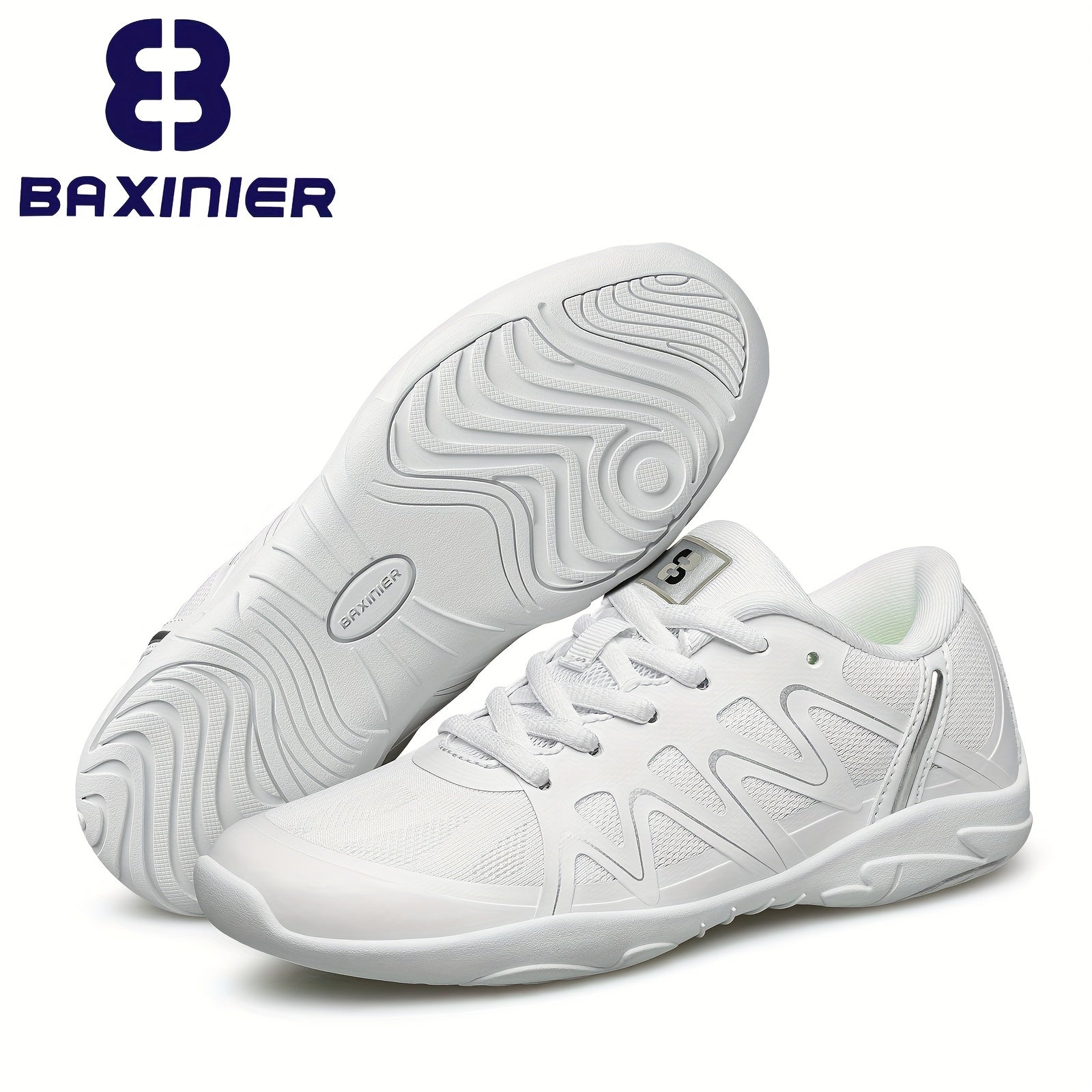 Girls Cheerleading Shoes Athletic Mesh Dance Shoes Soft Sole Lace Up Sports Snea
