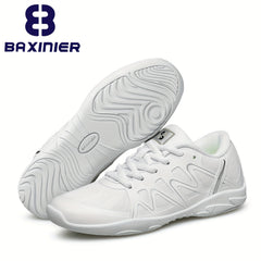 Girls Cheerleading Shoes Athletic Mesh Dance Shoes Soft Sole Lace Up Sports Snea