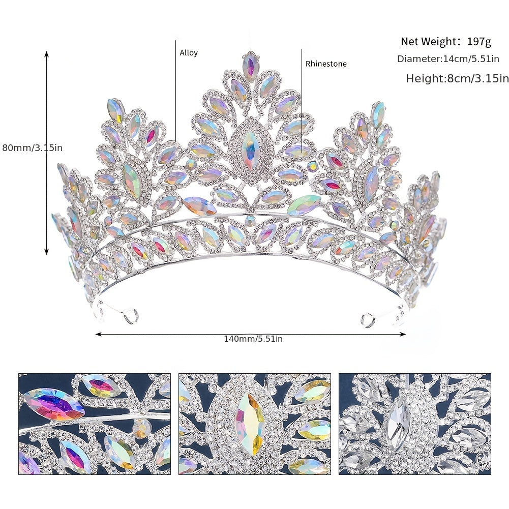 Rhinestone Princess Crown Tiara Head Accessory for Prom Bridal Party