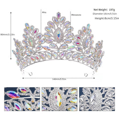 Rhinestone Princess Crown Tiara Head Accessory for Prom Bridal Party