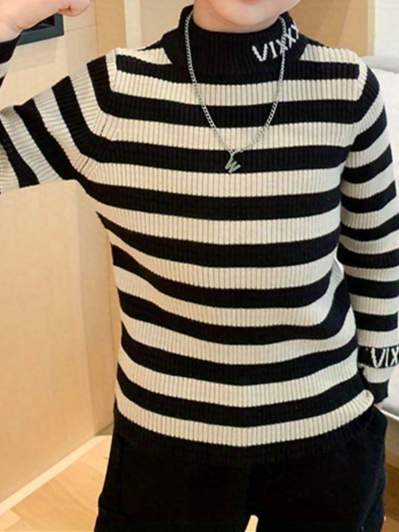 Boys Turtleneck Thick Sweater Long Sleeve Knit Pullover Top Outdoor