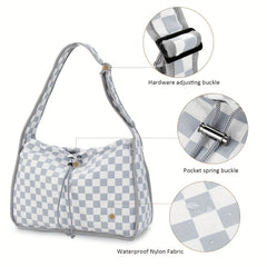 Waterproof Nylon Diaper Bag Plaid Large Capacity Mommy Bag