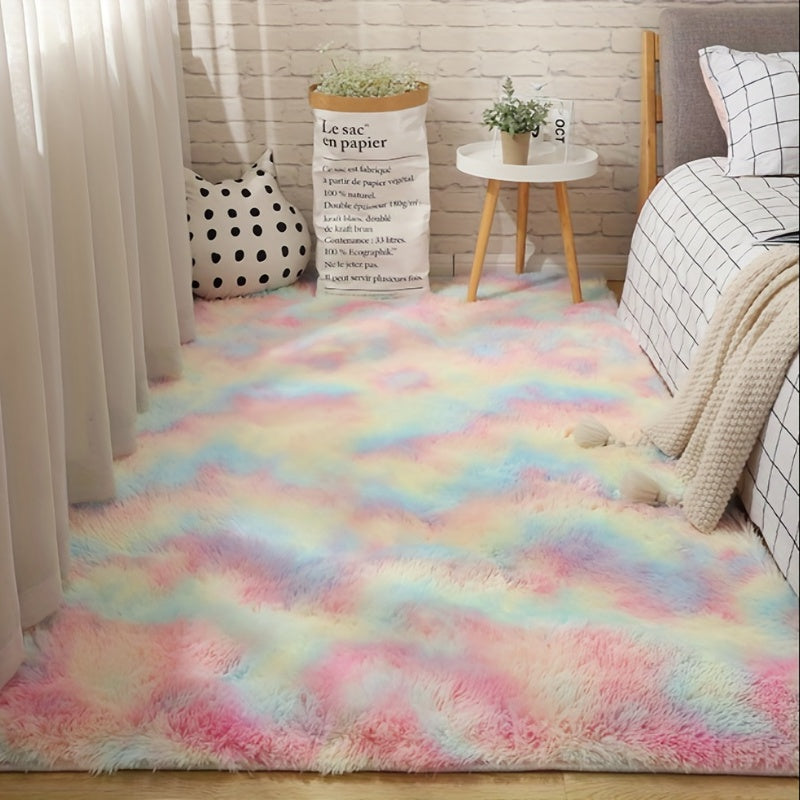 Luxury Plush Soft Area Rug for Bedroom Living Room - Tie Dyed Shag Furry Carpet